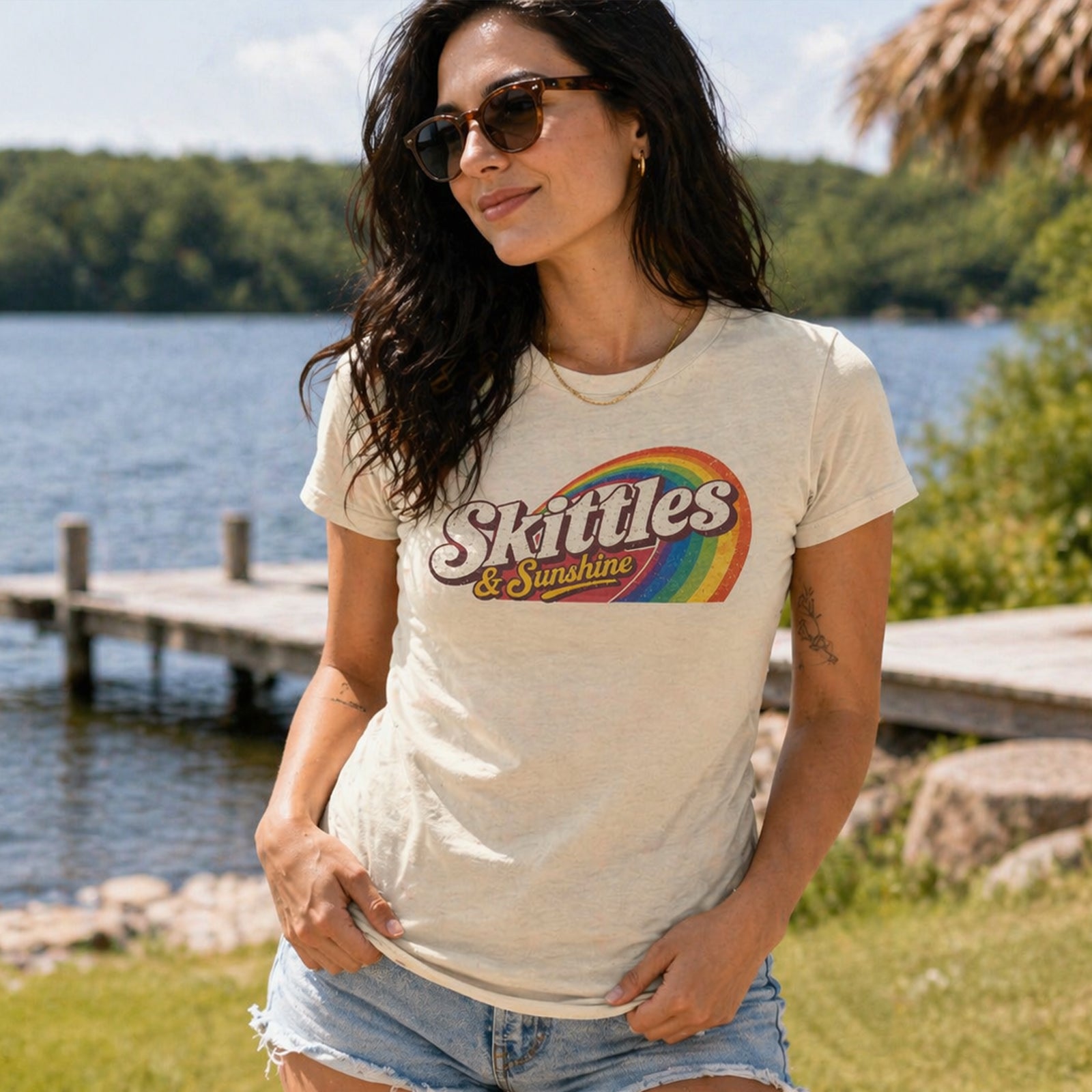 Skittles & Sunshine Women's Retro Rainbow Tee